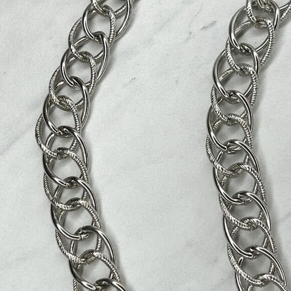 Silver Tone Open Buckle Tassel Metal Chain Link Belt One Size (OS) Y2K ✨ - Picture 5 of 12